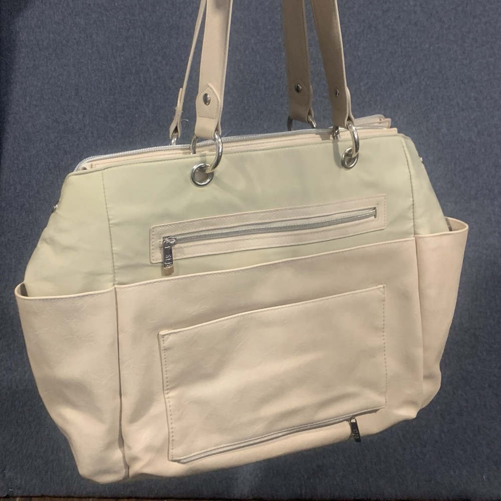 Beis The Baby Bag in Beige/Cream Trim Vegan Leather Multi Straps - Picture 3 of 16